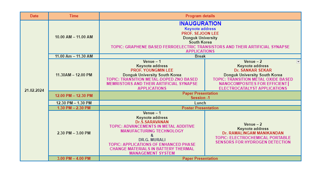 Day One Schedule